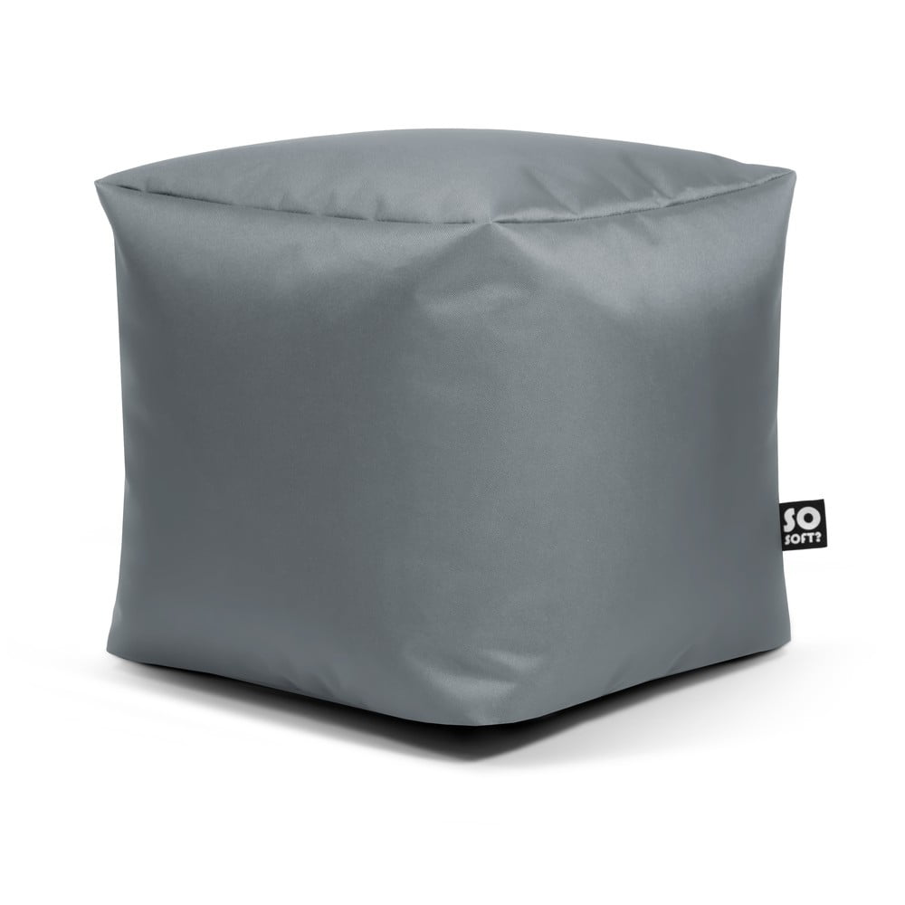 Szürke bőrutánzat gyerek babzsákfotel Cube M  So Soft?