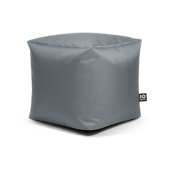 Szürke bőrutánzat gyerek babzsákfotel Cube M – So Soft?