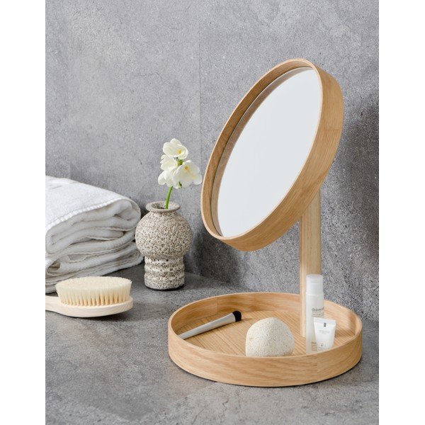 Cosmos kozmetikai tükör tölgyfa kerettel, ø 25 cm - Wireworks-image-1