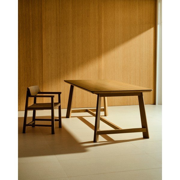 Étkezőasztal tölgyfa dekoros asztallappal 100x220 cm Idun – Kave Home-image-1