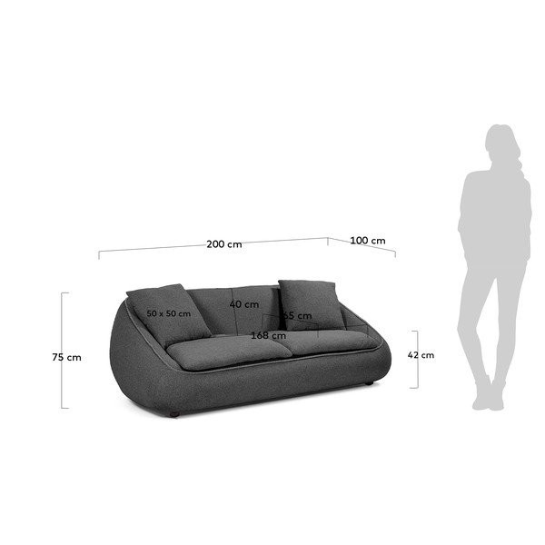 Safira sötétszürke kanapé, 220 cm - Kave Home-image-4