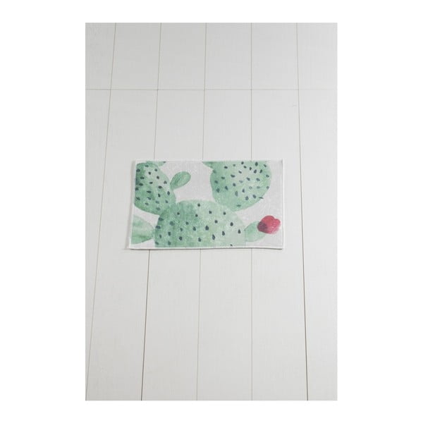Tropica Cactus II fehér-zöld fürdőszobai kilépő, 60 x 40 cm