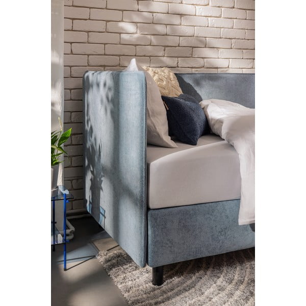 Kék kárpitozott ágyneműtartós egyszemélyes ágy matraccal 120x200 cm Avela – Bonami Selection-image-3