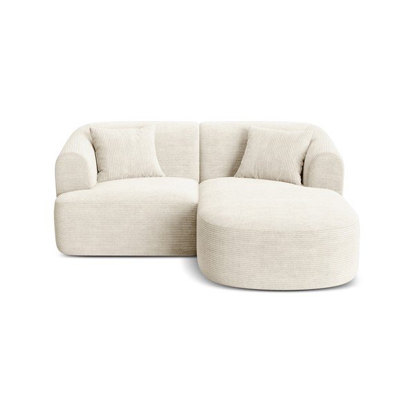 Bézs kordbársony sarokkanapé (jobb oldali-heverő résszel) Campi – Cosmopolitan Design