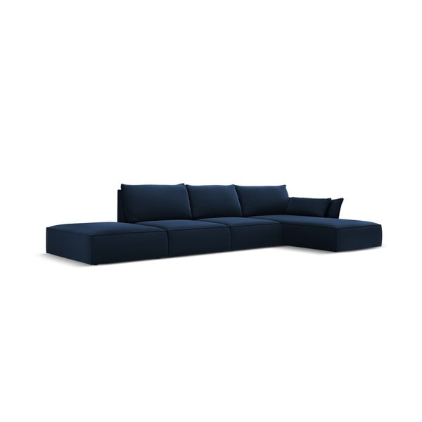 Sötétkék bársony sarokkanapé (jobb oldali-heverő résszel) Vanda – Mazzini Sofas-image-2