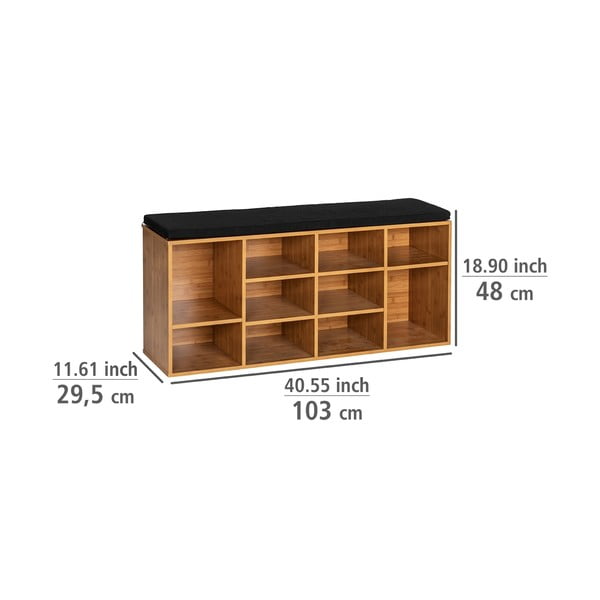 Natúr színű ülőkés cipőtartó  egzotikus fa dekorral Loft – Wenko-image-4