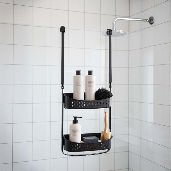 Matt fekete függő műanyag fürdőszobai polc Vesper – douceur d'intérieur-image-2