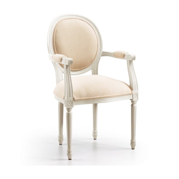 Vintage fehér fotel mahagóni fából - Moycor
