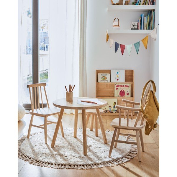 Krémszínű pamut gyerek szőnyeg ø100 cm Orwen – Kave Home-image-1