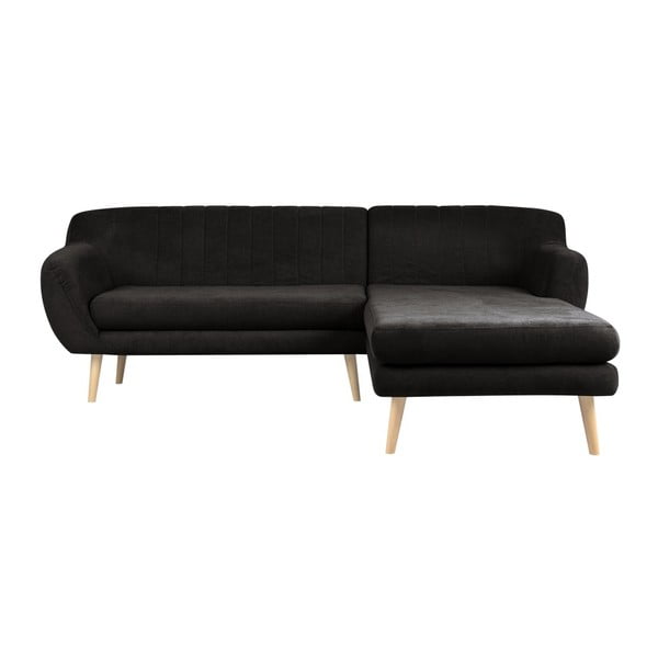 Sardaigne fekete kanapé jobboldali fekvőfotellel - Mazzini Sofas
