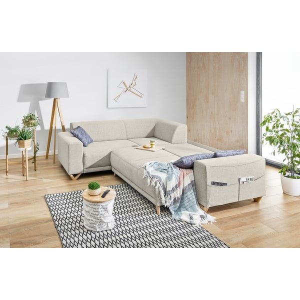 Bézs kinyitható-tárolóhelyes sarokkanapé (bal oldali-L alakú) Classy Sophie – Miuform-image-4