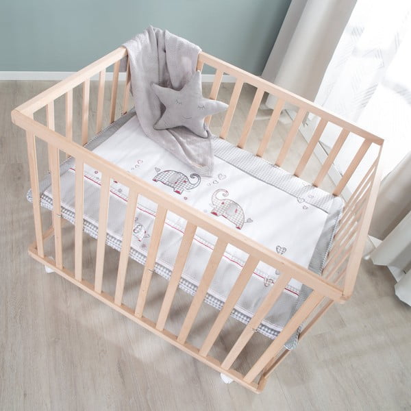 Natúr színű gurulós járóka 100x75 cm Jumbo Twins – Roba-image-2