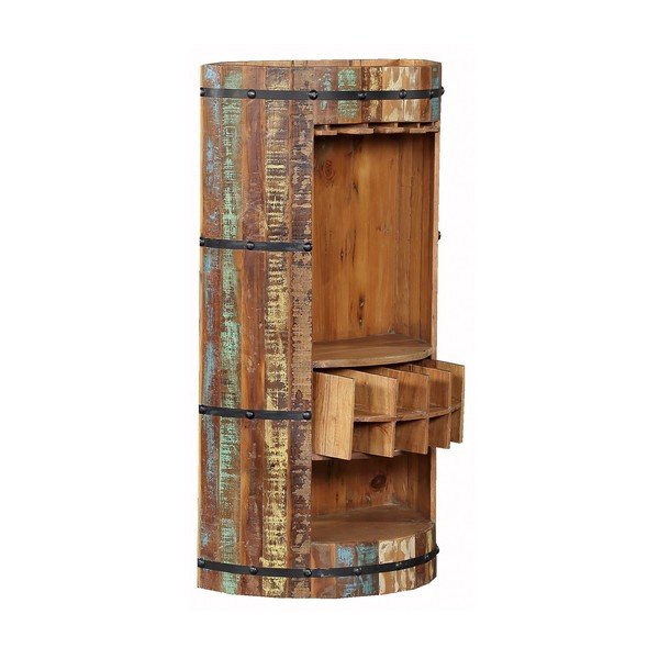 Natúr színű újrahasznosított fa bortartó szekrény, palackok száma 8, 60x115 cm Kaveri – Interia Home & Living-image-4