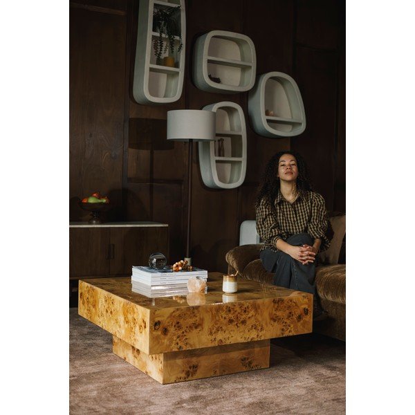 Natúr színű dohányzóasztal diófa dekorral 90x90 cm Quinn – Dutchbone-image-1