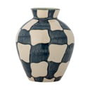 Kék-krémszínű üveg kézzel festett váza (magasság 24 cm) Check – Bloomingville