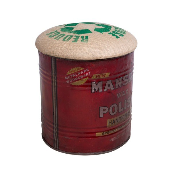 Handicraft zöld feliratos bordó puff - Mauro Ferretti-image-1