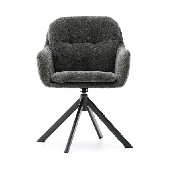 Sötétzöld kárpitozott karfás étkezőfotel Lexa – Kave Home-image-3