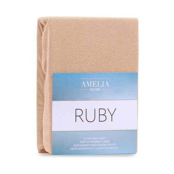 Világosbarna gumis frottír lepedő 120x200 cm Ruby – AmeliaHome-image-2