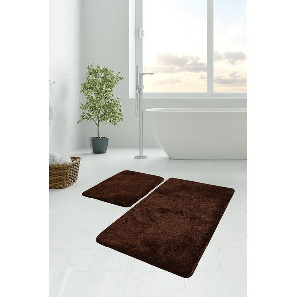 Sötétbarna fürdőszobai kilépő szett 2 db-os 60x100 cm Havai – Foutastic-image-1