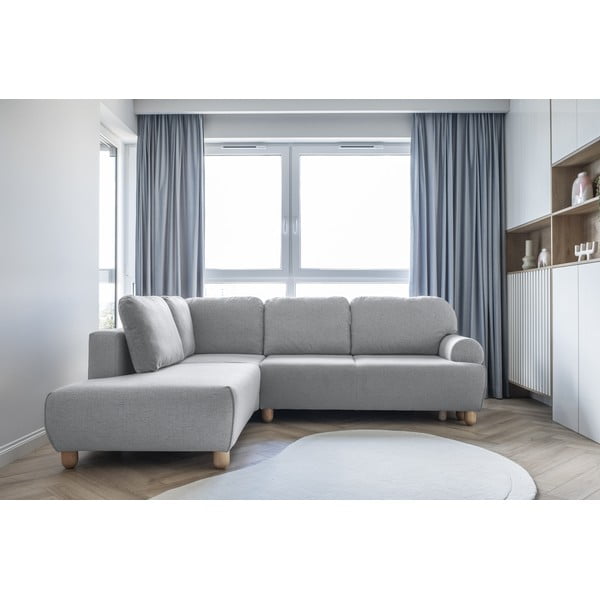 Világosszürke kinyitható sarokkanapé (bal oldali) Bouncy Olli – Miuform-image-4