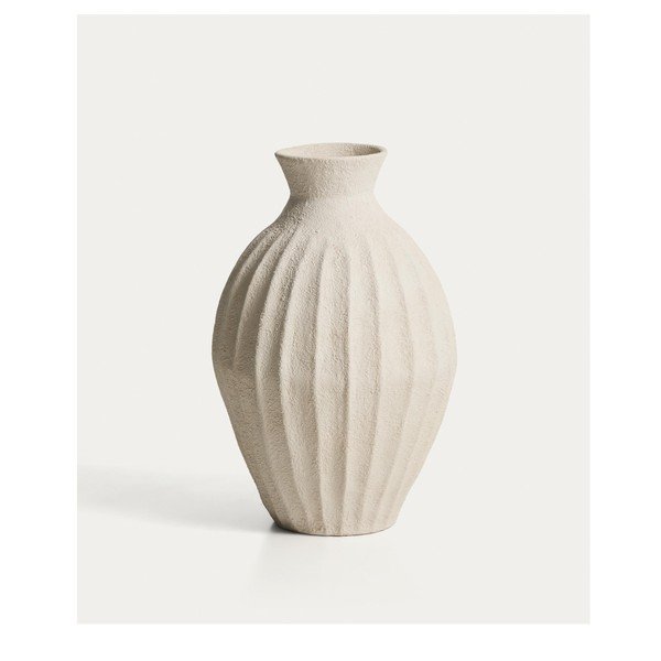 Krémszínű papírmasé kézzel készített-magas váza (magasság 67 cm) Arquena – Kave Home