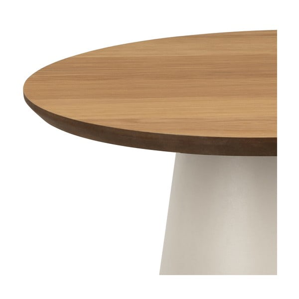 Krémszínű-natúr színű kerek dohányzóasztal tölgyfa dekoros asztallappal ø 45 cm Soli – Actona-image-2