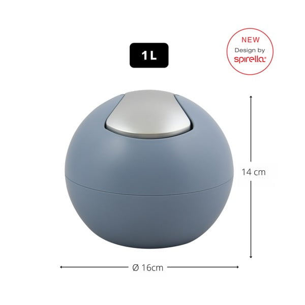 Világoskék műanyag szemetes 1 l   Bowl Matt – Spirella-image-2