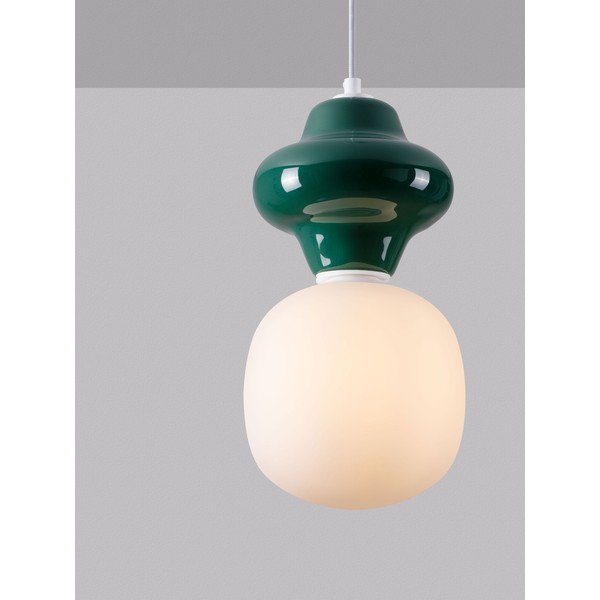 Fehér-petróleum színű kerámia függőlámpa üveg búrával ø 18 cm Clio – Nova Luce-image-1