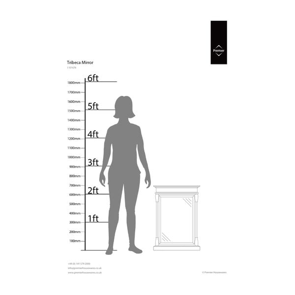 Fali tükör tömörfa kerettel 50x70 cm Tribeca – Premier Housewares-image-1