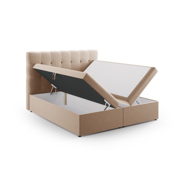Világosbarna boxspring ágy tárolóhellyel 180x200 cm Bali – Cosmopolitan Design-image-4