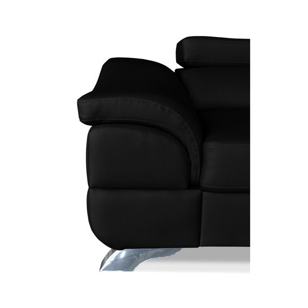 Omnikron fekete bőr kinyitható sarokkanapé, jobb oldali kivitel - Windsor & Co. Sofas-image-2