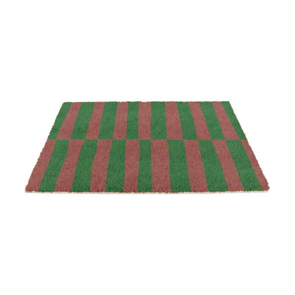Kókuszrost lábtörlő 40x60 cm Pink & Green Half Stripes – Artsy Doormats