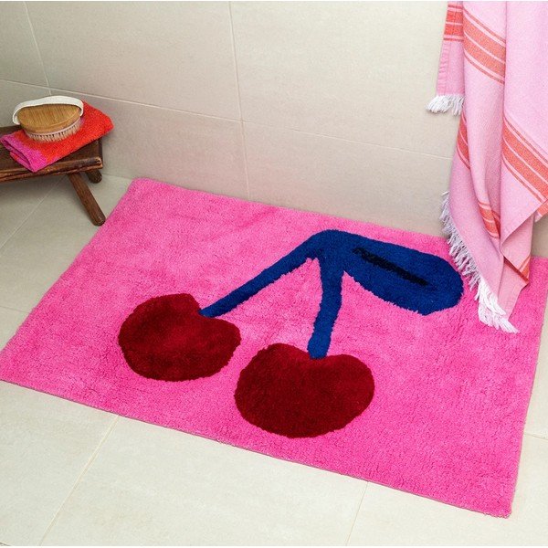 Rózsaszín textil fürdőszobai kilépő 83x52,5 cm Cherry – Rex London-image-1