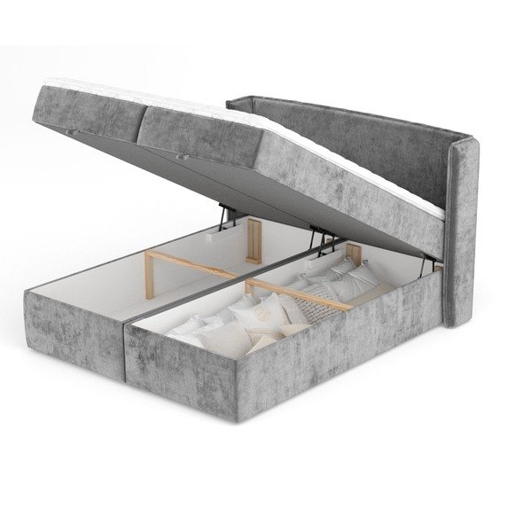 Szürke ágyneműtartós boxspring ágy 160x200 cm Passion – Maison de Rêve-image-3