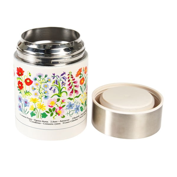 Krémszínű-ezüstszínű ételtartó gyerek termosz 450 ml Wild Flowers – Rex London-image-1