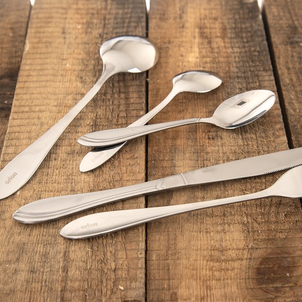 Ezüstszínű rozsdamentes acél evőeszköz készlet 24 db-os Satin – Orion-image-1