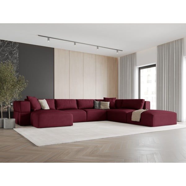 Borvörös sarokkanapé (jobb oldali-"U" alakú) Esther – Milo Casa-image-1