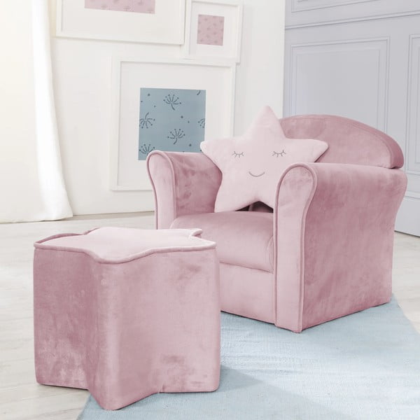 Világos rózsaszín bársony gyerek fotel Lil Sofa – Roba-image-1