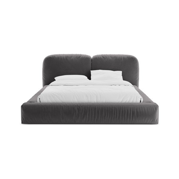 Szürke kárpitozott ágyneműtartós franciaágy ágyráccsal 200x200 cm Martina – Micadoni -image-4