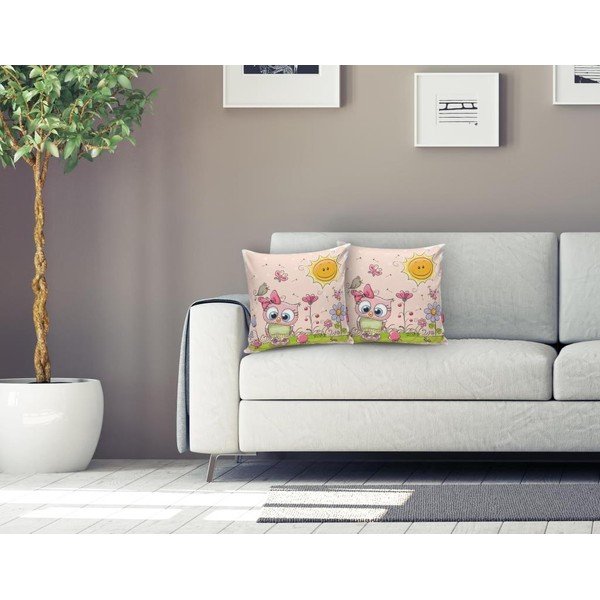 Gyerek párnahuzat 43x43 cm Pink Owl – Mila Home-image-1