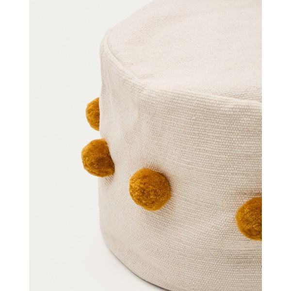 Mustársárga-bézs puff Manua – Kave Home-image-1