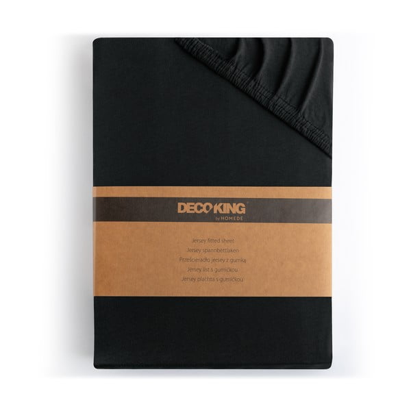 Fekete gumis jersey lepedő 220x200 cm Amber – Restilo-image-4