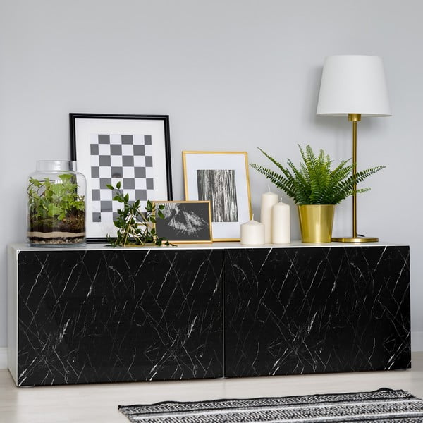Bútormatrica 200x60 cm Black and White Marble – Ambiance-image-1