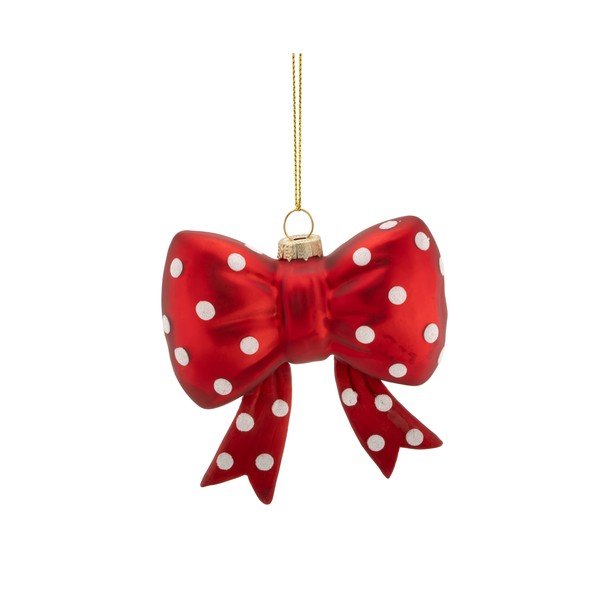 Üveg karácsonyfadísz 3,5 cm Spotty Bow – Sass & Belle