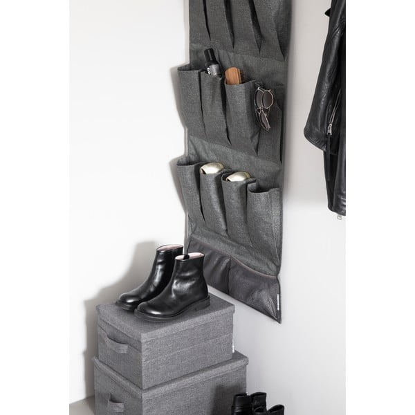 Szürke fedeles textil tárolódoboz 45x34x25 cm Soft Storage – Bigso-image-1