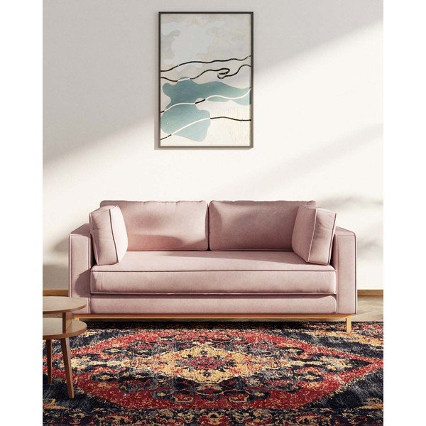 Világos rózsaszín bársony kanapé 192 cm Celerio – Ame Yens-image-3