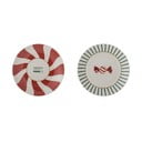 Piros-krémszínű agyagkerámia desszertes tányér készlet  karácsonyi mintával, 2 db-os, ø 12,5 cm Yule – Bloomingville