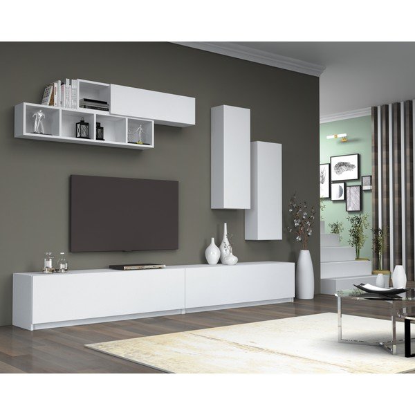 Fehér TV asztal 140x40 cm Dona - Gauge Concept-image-2