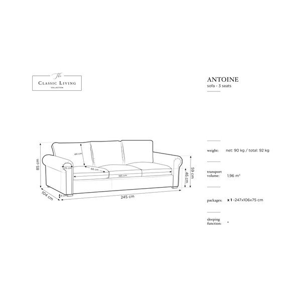 Hermes fekete kanapé, 245 cm - Windsor & Co Sofas-image-1