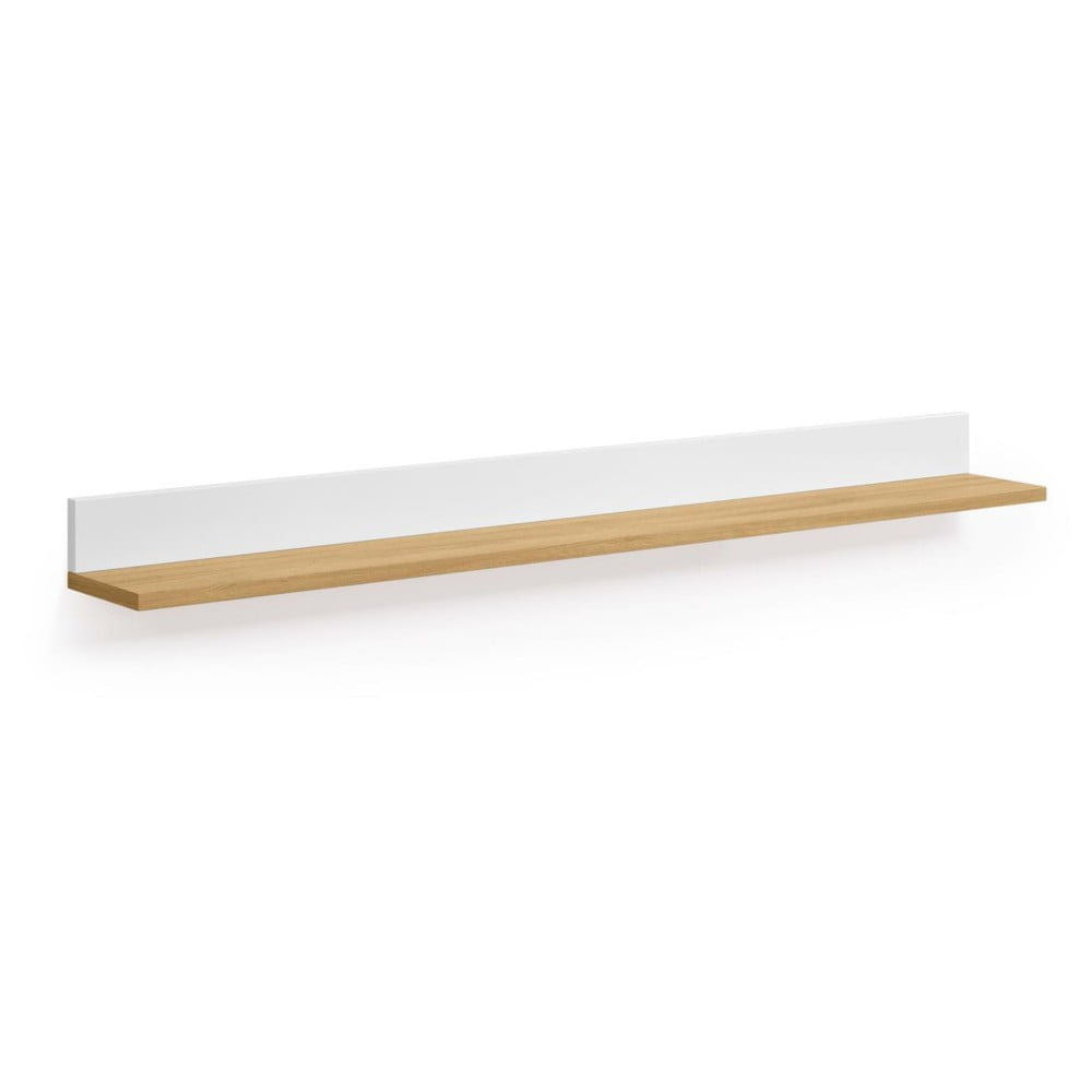 Fehér-natúr színű fali polc tölgyfa dekorral 120 cm Abilen Kave Home